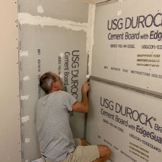 Cement board installation behind shower tile Spring TX