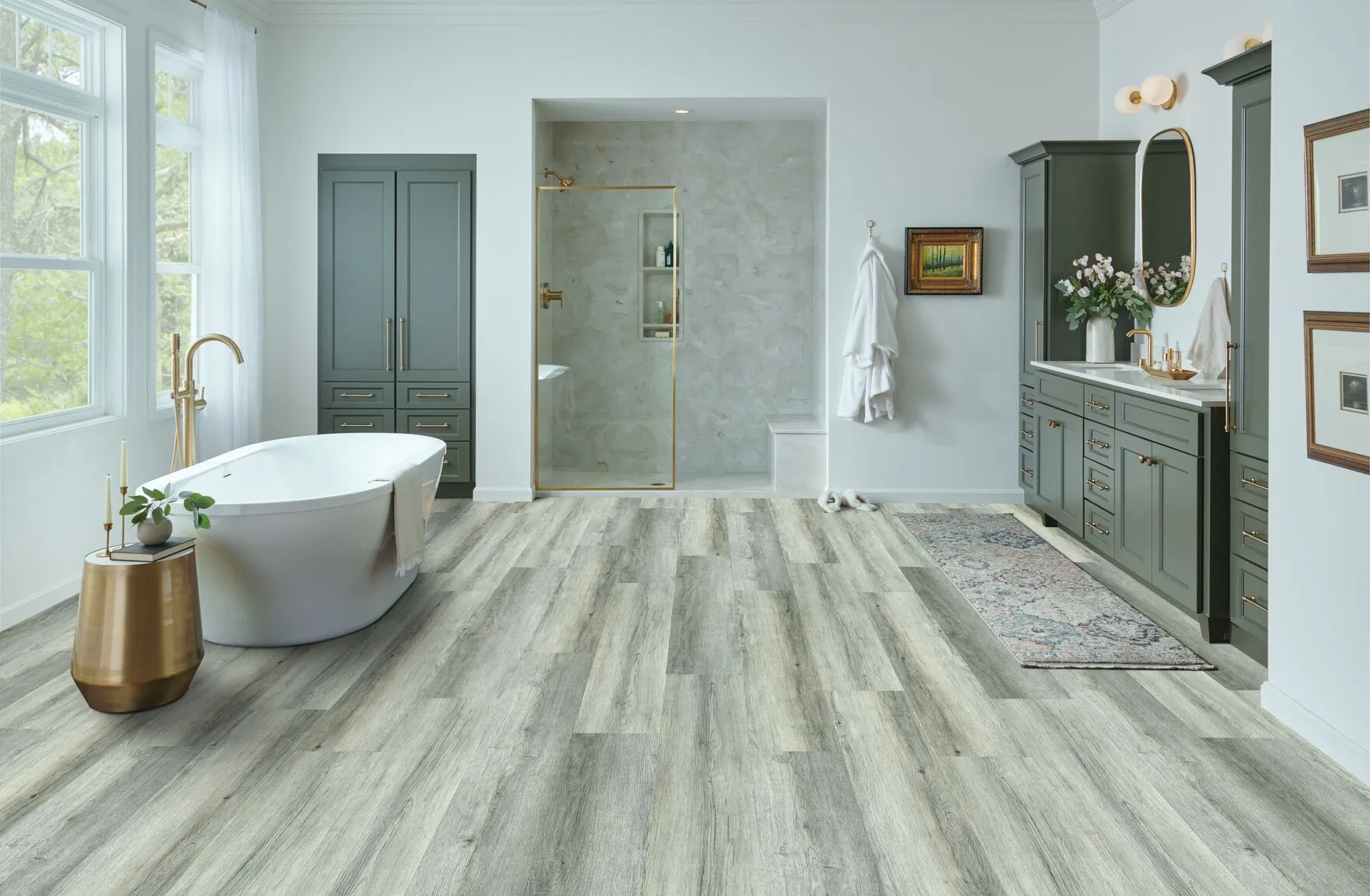 Luxury vinyl plank bathroom flooring Texas