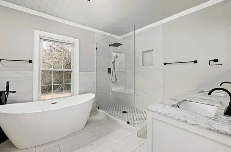 White Tiles Finish Bathroom Remodeling