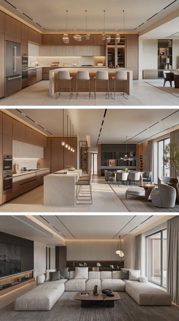 Open concept kitchen layout in Texas home 2026
