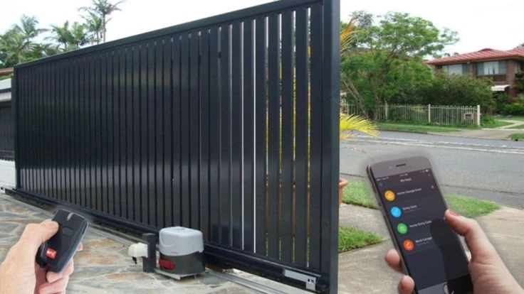 Smart Home Exterior with Modern Lighting and Security