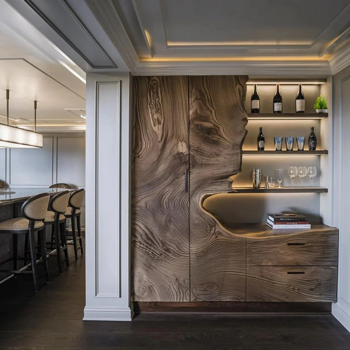 Modern Minimalist Bar Cabinets in Shenandoah, Texas