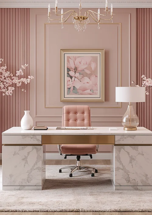 Modern Home Office with Built-in Desk