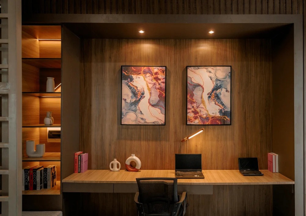 Home Office with File Storage and Bookshelves