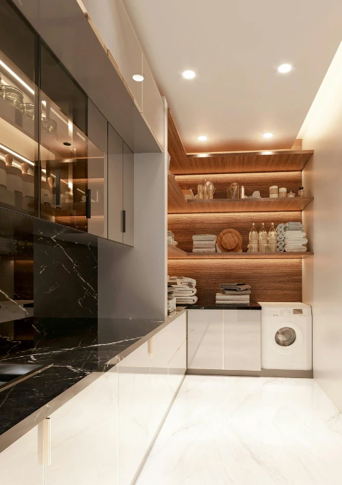 Modern Laundry Room with Custom Storage