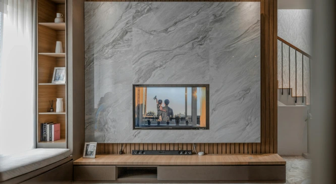 Living room custom cabinet design and installation services in The Woodlands Texas